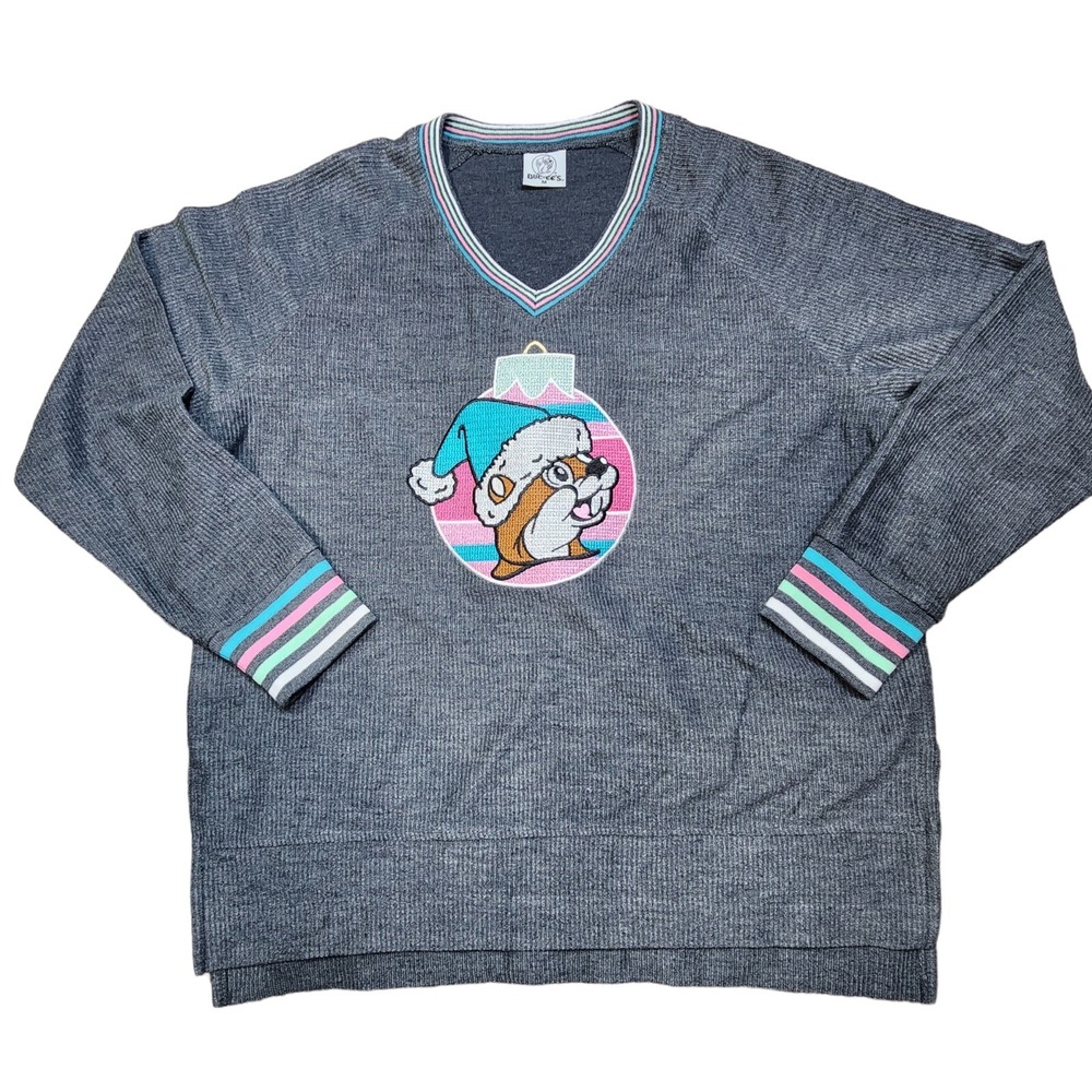 Buc-ees Embroidered Beaver Christmas Ornament Long Sleeve Tunic Top Women's M